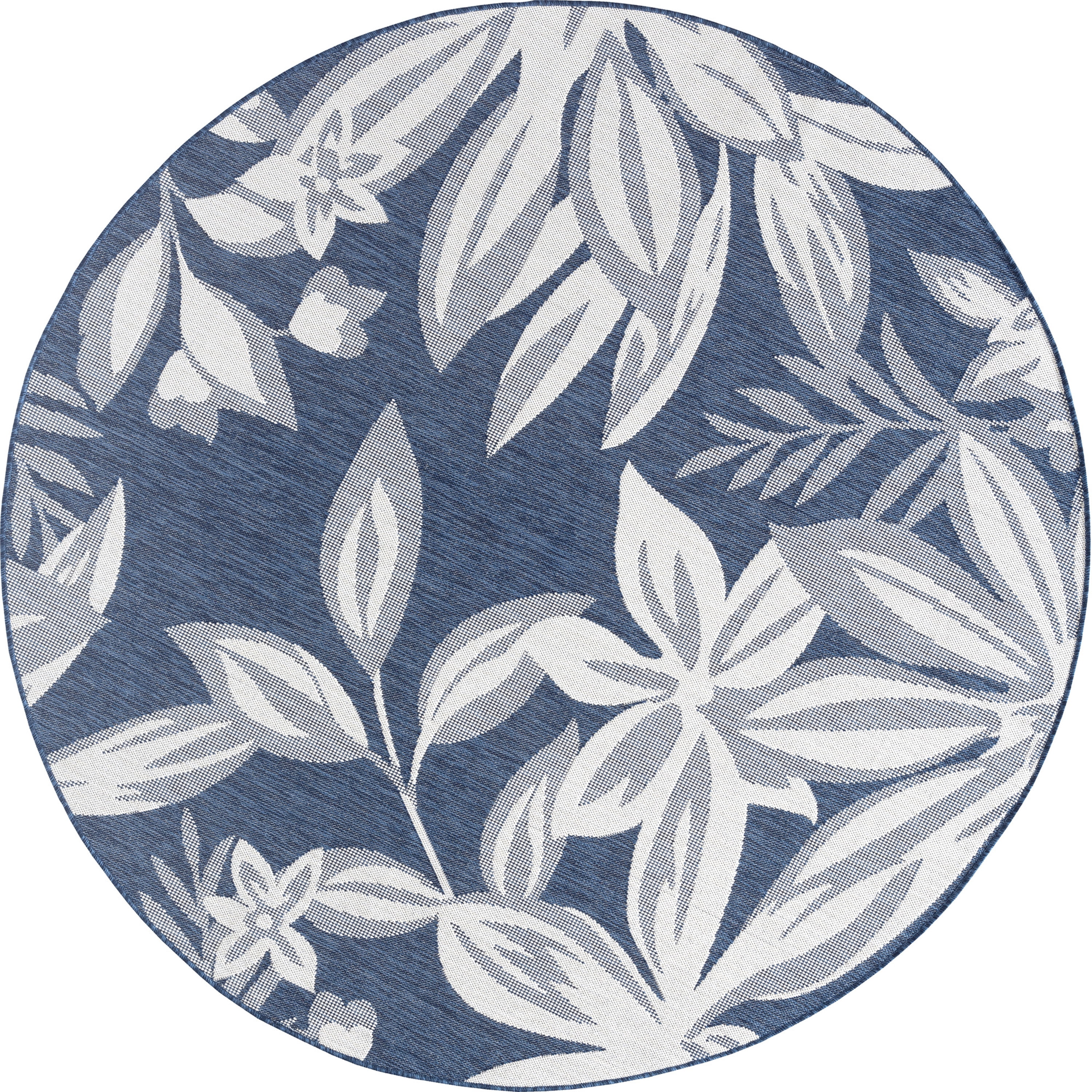 6ft Round Water Resistant, Indoor Outdoor Rugs for Patios, Front Door Entry, Entryway, Deck, Porch, Balcony | Outside Area Rug for Patio | Navy, Floral | Size: 5'3'' Round