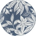 thumbnail image 3 of 6ft Round Water Resistant, Indoor Outdoor Rugs for Patios, Front Door Entry, Entryway, Deck, Porch, Balcony | Outside Area Rug for Patio | Navy, Floral | Size: 5'3'' Round, 3 of 6