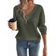 thumbnail image 1 of Blusas de Punto Gofre para Mujer, Blusas Casuales de Larga con Farol, Cuello en V, Camisetas Oversize. Verde S, 1 of 8