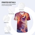 thumbnail image 3 of Zufioo Sunset Cloud Corgi Print Men's Baseball Short Sleeve, Moisture Wicking Button-Down Hip Hop Tee-XX-Large, 3 of 7