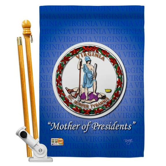 Breeze Decor BD-SS-HS-108088-IP-BO-D-US13-BD 28 x 40 in. Vertical Virginia Americana States Impressions Decorative Double Sided House Flag Set with Pole & Bracket Hardware