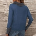 thumbnail image 5 of Ltctricy Women's Turtleneck Sweaters Long Sleeve Cowl Neck Color Block Side Split Pullover Knit Tops Lightweight Casual Sweaters(Sky Blue,X-Large), 5 of 7