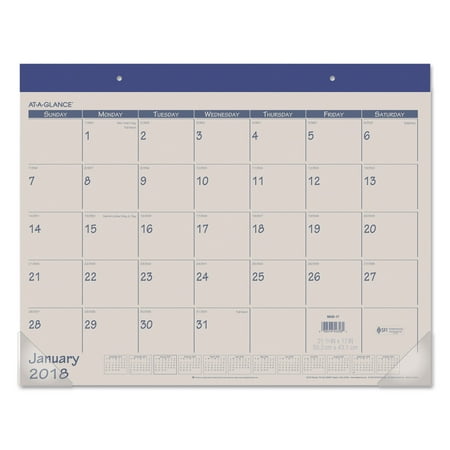 - AT-A-GLANCE Fashion Color Desk Pad, 22 x 17, Blue, 2018