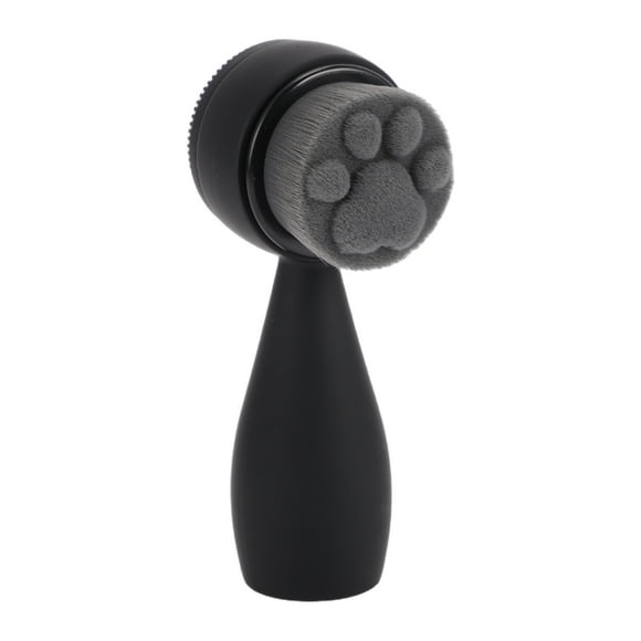 1 Pc Cepillo de limpieza de pelo de fibra de silicona suave, pata de gato, doble cara, negro 4.45"x1.69"