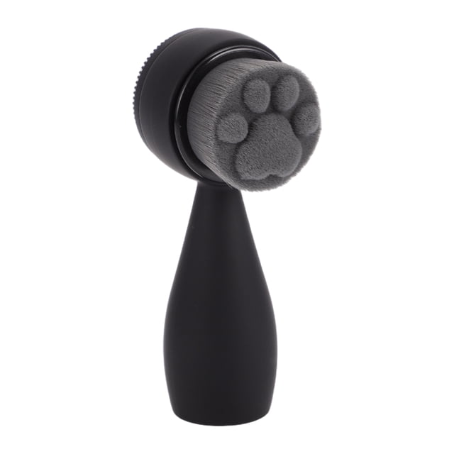 1 Pc Cepillo de limpieza de pelo de fibra de silicona suave, pata de gato, doble cara, negro 4.45"x1.69"