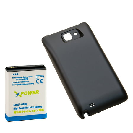 X-Power 5000mAh Extended Battery with Black Battery Cover Door for Samsung Galaxy Note