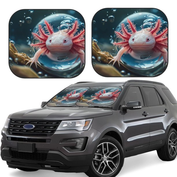 Fotbe Bubbles Axolotl Fantasy Juego de 2 Piezas de Parasoles para Parabrisas | Bloqueador Solar para Auto | Accesorios Plegables para Protección Solar Interior-Small