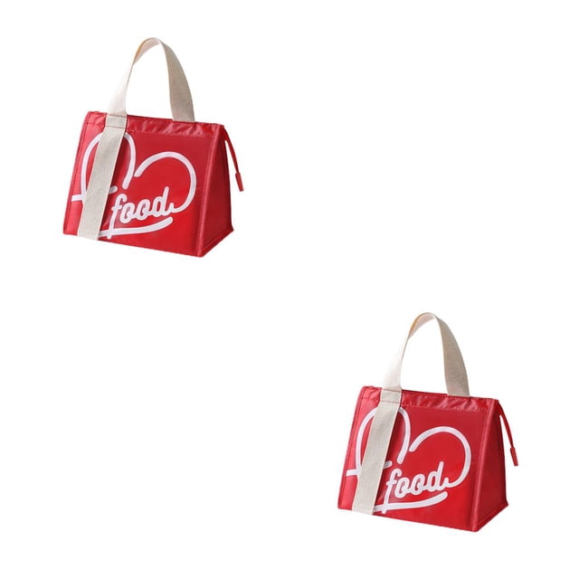 Moyic Bolsa de almuerzo Impermeable Tela Oxford Aislamiento térmico Enfriador Caja de almuerzo Contenedor de alimentos Bolso Tote Picnic al Rojo 2piezas