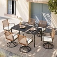 thumbnail image 2 of LAUSAINT HOME Patio Dining Set, 7-Piece Outdoor Wicker Furniture with Rectangular Table and 6 Swivel Chairs, Brown, 2 of 8