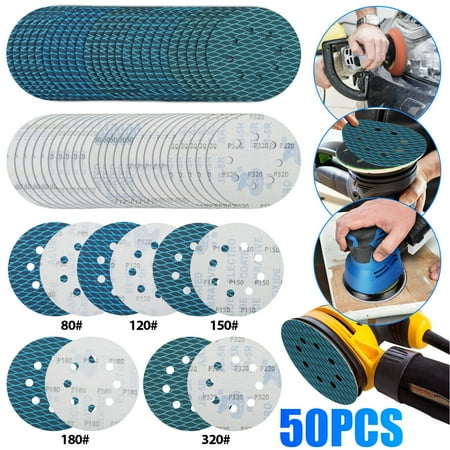 

50Pcs 5Inch 8 Hole Sanding Disc Hook & Loop Sander Pads Sand Paper 80-320 Grit