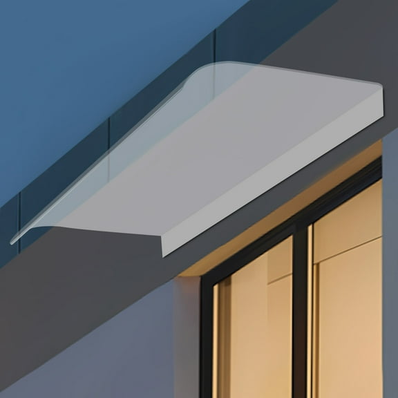Awning Canopy, 31.5x19.7in Clear PC Panel, 0.14in Thick, Curved Design, Low Noise, Suitable for Doors and Windows