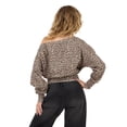 thumbnail image 4 of Forever 21 Women's Leopard Print Off-the-Shoulder Sweatshirt, with Graphic Print for Casual Streetwear Style, L, 4 of 6