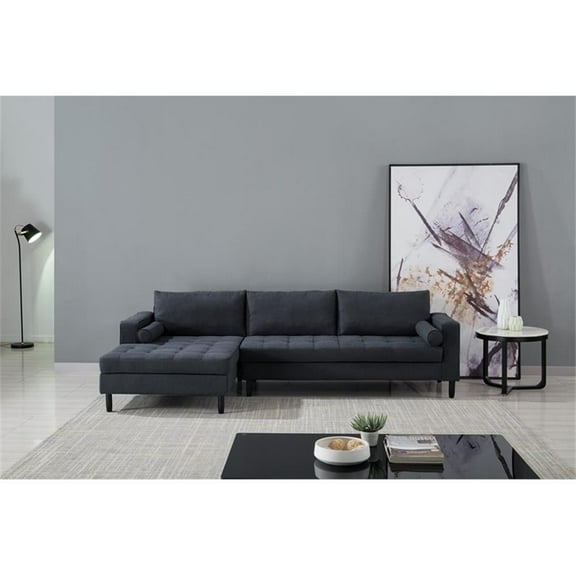 AE-LD826R Dark Gray Color With Velvet Left Facing Chaise Sectional