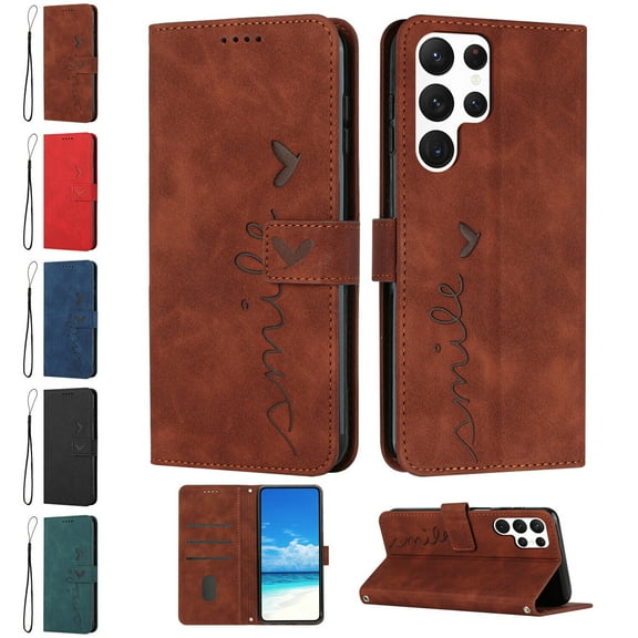 For Samsung Galaxy S22 Ultra Cover with Card Slot Shockproof Luxury Leather Flip Holder Stand Wallet Magnetic Flip Strap Case