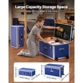 thumbnail image 2 of VEVOR Metal Storage Trunk, Set of 2, Wooden Suitcase Storage Boxes with Padlocks, Large Trunk Includes Casters & 3 Metal Handles, Decorative Store Chest with Lids, Blue, 2 of 9