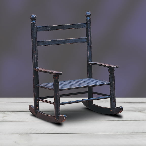 Decorative Black Wooden Rocking Chair For Dolls And Figures