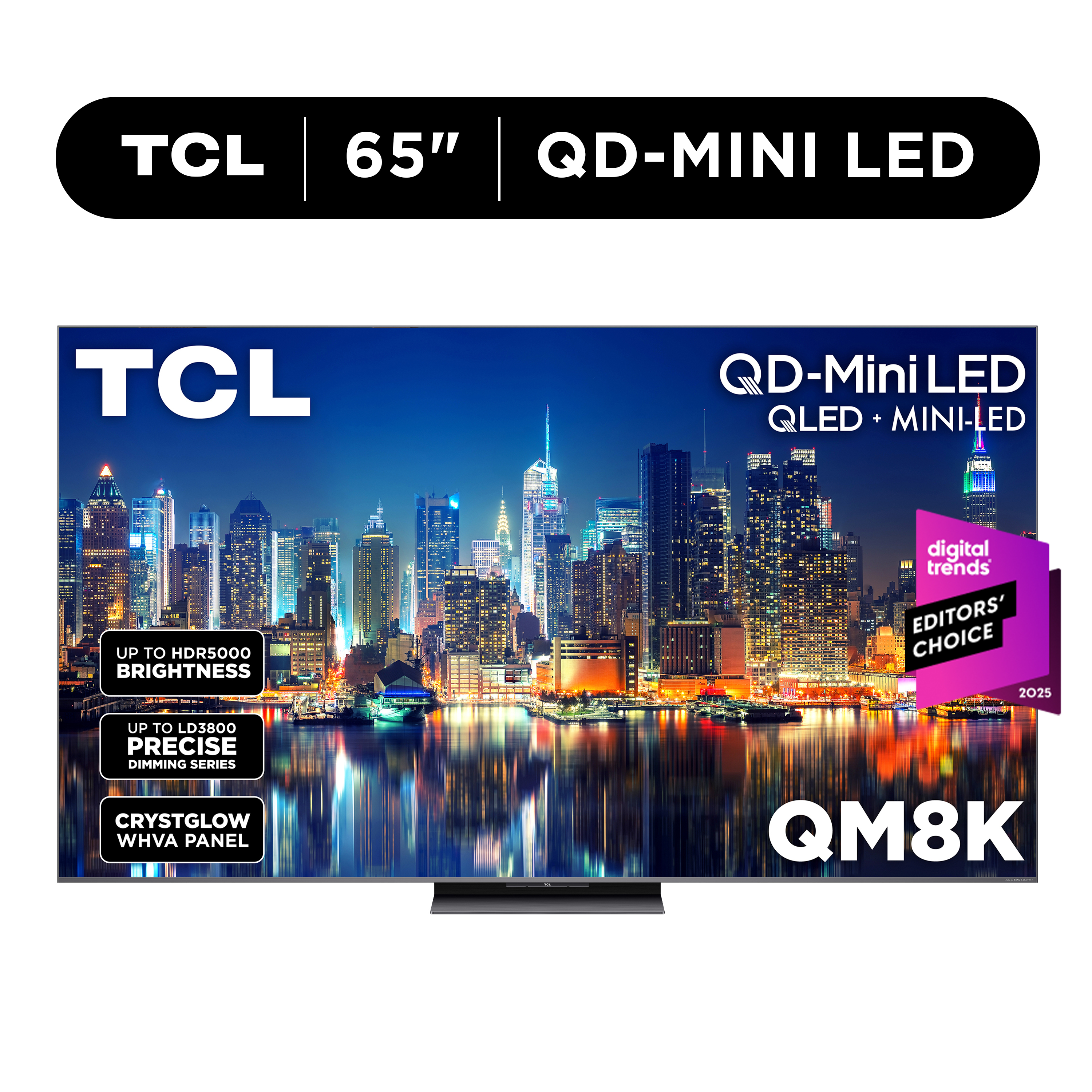 TCL 65" Class QM8K Series QD-Mini LED QLED 4K UHD Smart Google TV (NEW, 2025) - 144Hz, Local Dimming, CrystGlow WHVA Panel - 65QM8K