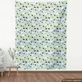 thumbnail image 4 of Cartoon Fabric by the Yard, Pineapple Rain Clouds Triangles Crescent Moon Hello Doodle Illustration, Decorative Upholstery Fabric for Chairs & Home Accents, Pale Blue Yellow by Ambesonne, 4 of 5