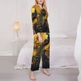 thumbnail image 3 of Picia Elegant Gold Leaf Peacock Pattern Women’s Long-Sleeve Sleepwear Set - Soft 2-Piece Loungewear with Pockets, Comfy PJs for Relaxing Nights-XX-Large, 3 of 7