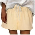 thumbnail image 2 of Babysbule Shorts à Cordon pour Femmes, Unis, Taille Haute, Jambe Grand, Mode, en Lin Extensible, Vacances, Plage, Rue, Shorts d'Été, 2 of 6