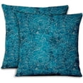 thumbnail image 1 of S4Sassy Blue Cotton Poplin Camellia Kanjiro Printed Sofa Cushion Cover Pillow Case Throw Pillowslip 2Pcs-26 x 26, 1 of 5