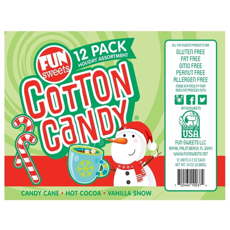 Fun Sweets Holiday Cotton Candy, Dye Free, Flavored, 2 Ounce  display picture 1