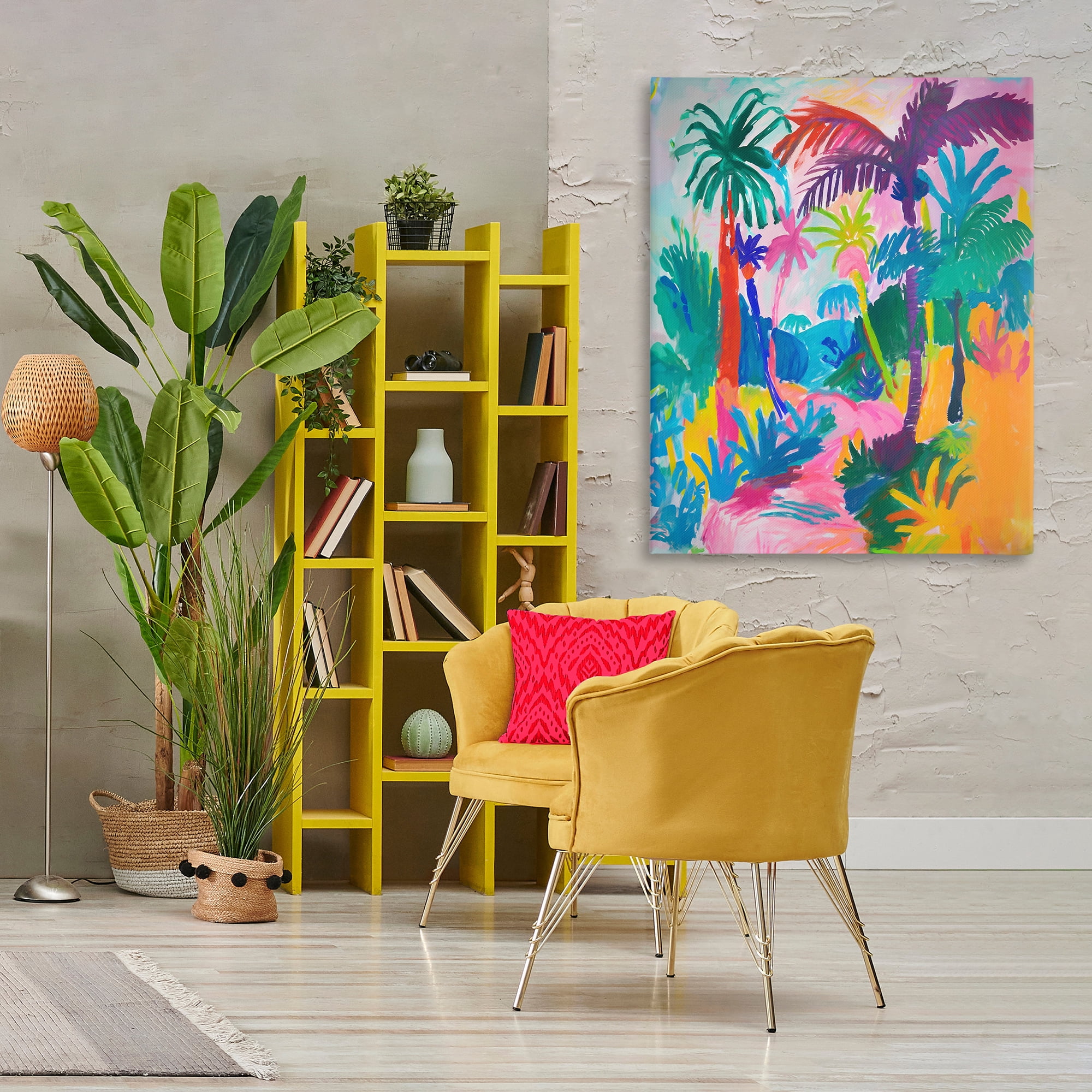 Stupell Industries Bold Palm Paradise Coastal Painting Gallery Wrapped Canvas Art Print Wall Art, 36 x 48