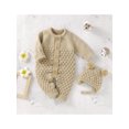 thumbnail image 3 of Bagilaanoe Newborn Baby Boy Girl Knitted Jumpsuit Long Sleeve Knitting Bodysuit + Hat 3M 6M 12M 18M Infant Winter Warm One Piece Romper, 3 of 9