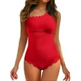 thumbnail image 1 of One Shoulder Swimsuit Women Ribbed Scalloped Bathing Suit Cutout 1 Piece Slimming Full Coverage Swimwear, 1 of 4