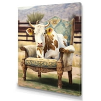 Designart Cow Sitting On Lounge Chair I Canvas Wall Art
