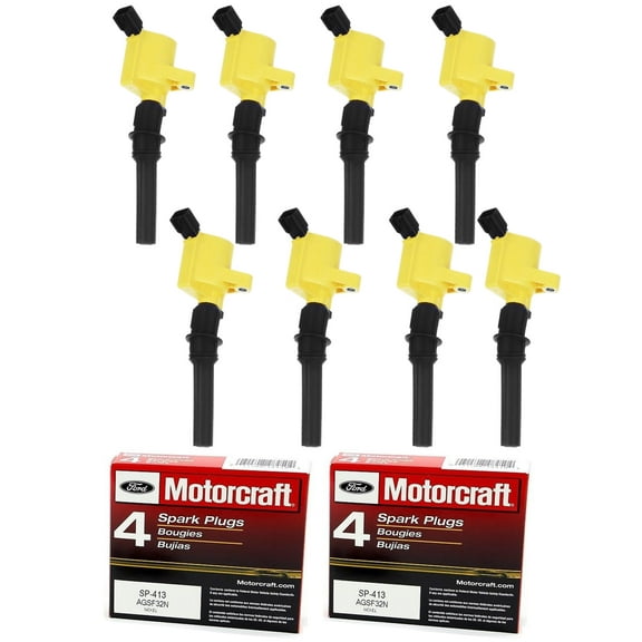Set of 8 ISA Heavy Duty Ignition Coil & Motorcraft Spark Plugs Compatible with 2000-2011 Ford F-150 Lincoln Town Car Mercury Grand Marquis Expedition Explorer E-150 Crown Victoria 4.6L V8 FD503 SP413
