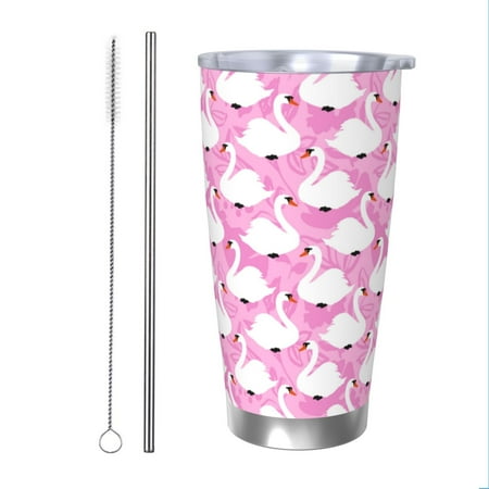 

Goofa Beautiful Swans for 20 oz Skinny Tumbler Stainless Steel Coffee Mug Slim Vacuum Insulated Travel Cup Car Cup-Straw Two-piece Set