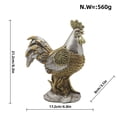 thumbnail image 3 of Chicken Statue European Vintage Style Auspicious Decor, Rooster Statue Rattan Weave Design Resin Figurine, Chicken Decor for Home Living Room and Desktop, Silver Color, 3 of 6