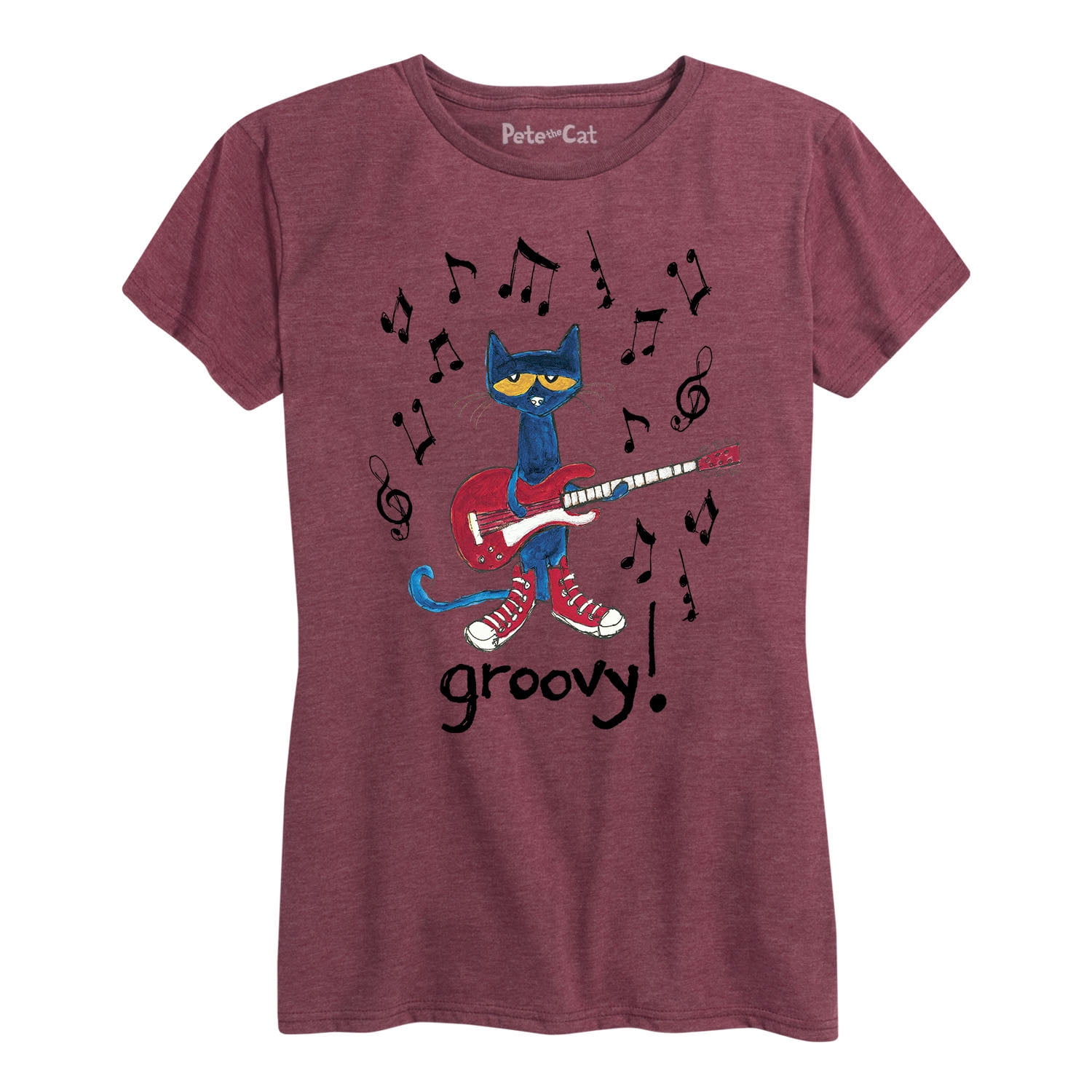 Pete The Cat Guitar Groovy Women's Short Sleeve Graphic TShirt