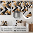 thumbnail image 4 of Designart "Black and gold Geometric tiles 2 In Gold and Black"Geometric Metal Wall Art Gold Modern Office Room Wall Art, 4 of 6