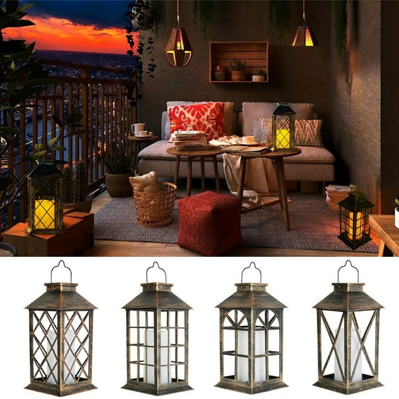 Sunjoy Tech Landscape LED Light Retro Style Flicker-Free Hanging Loop Design Stunning Visual Effect Easy to Hang Flame LED Light Prop Patio Hanging Lantern Decor Home Supplies