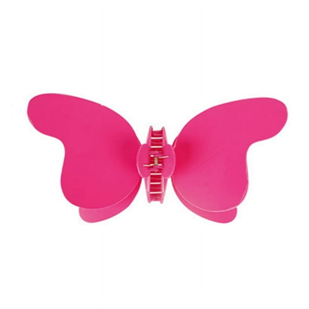 Pinza para el pelo extragrande con dientes de peine redondos y ligeros, con forma de mariposa, para peinar el cabello, color rosa
