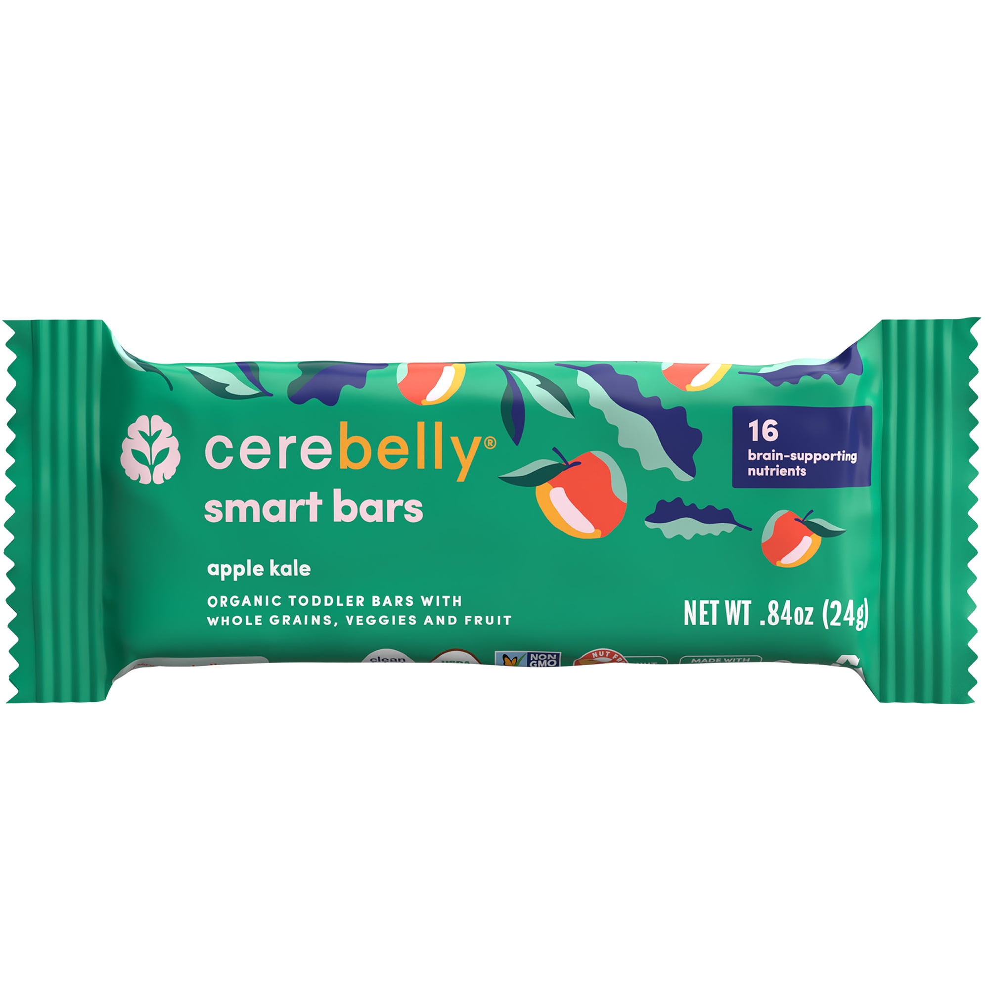 Cerebelly Organic Smart Bar, Apple Kale, 4.2 oz, 5 Count