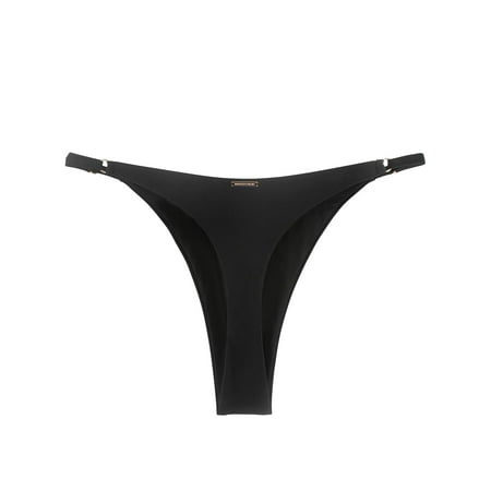 RELLECIGA Women s High Cut Thong Bikini Bottom Black Cheeky Low Rise Bikinis for Women Size XL