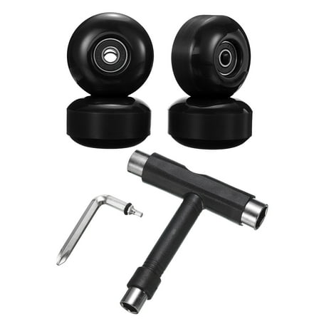 52mm 95A Skateboard Wheels with Black Bearing Street Wheels with Skate Tool, Black, 4 Pack
