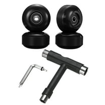 52mm 95A Skateboard Wheels with Black Bearing Street Wheels with Skate Tool, Black, 4 Pack