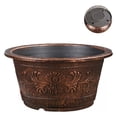 thumbnail image 2 of mdesiwst Flower Pot Thickened Resin Decorative Planter with Drainage Holes Large Capacity Bronze Embossed Outdoor Garden Flower Pot, 2 of 8