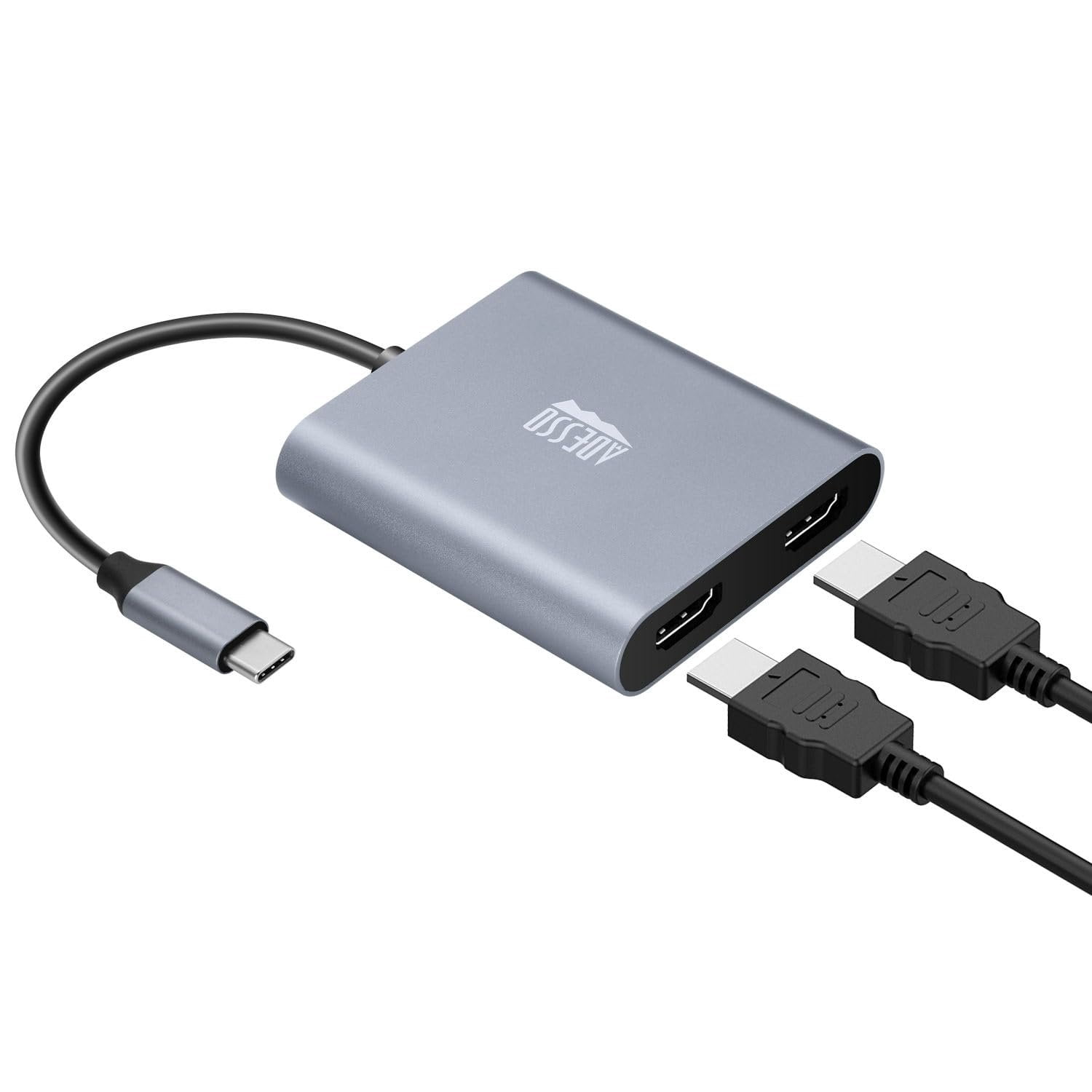Adesso USB C to Dual HDMI Adapter, Compact and Portable USB C Adapter, Supports 4K60Hz and Dual 2K/1080P60Hz, for MacBook/Lenovo Yoga/Thinkpad, XPS, and More