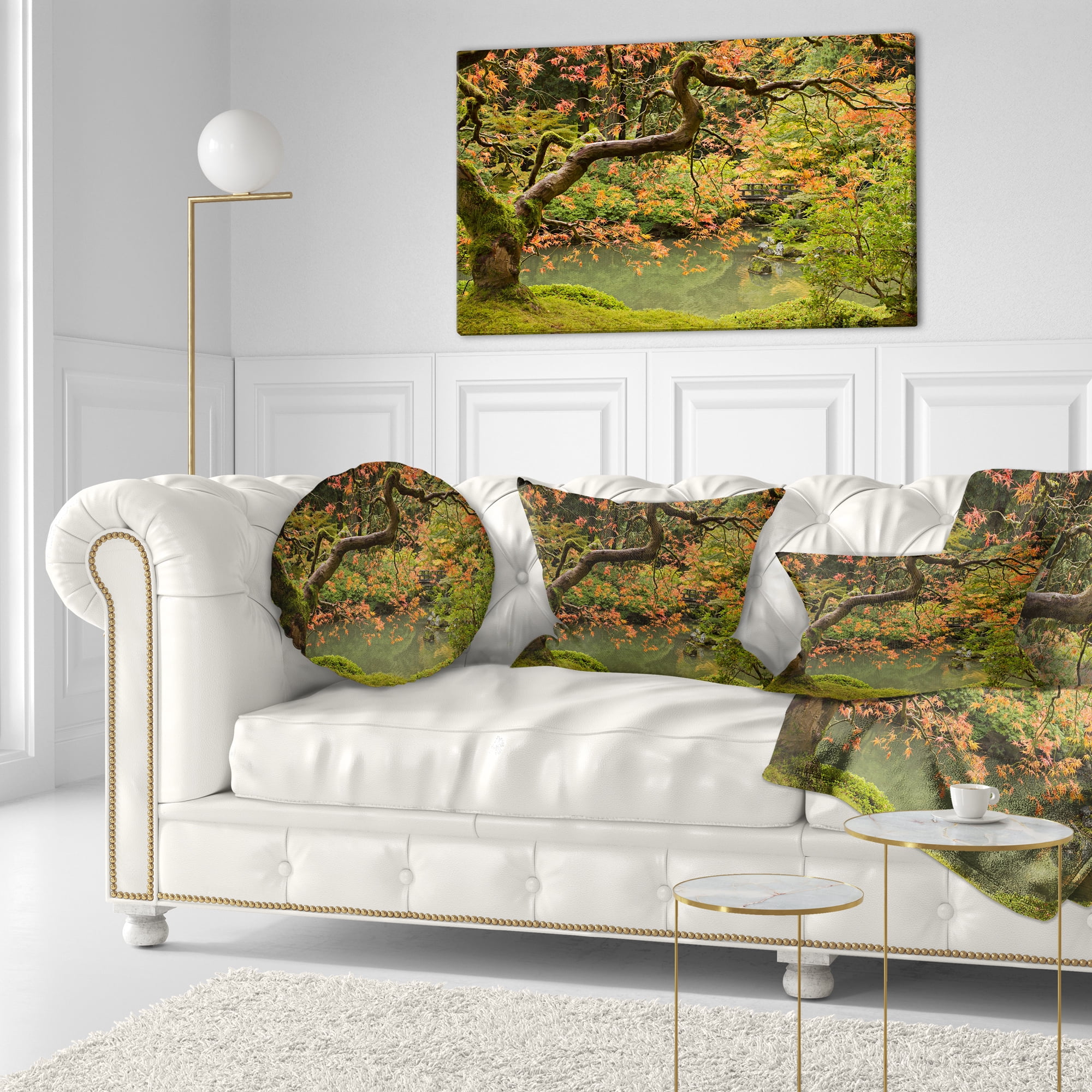 Designart Japanese Garden Fall Season - Landscape Printed Throw Pillow - 12x20