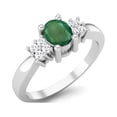 thumbnail image 2 of 5X4 MM Oval Natural Emerald 925 Sterling Silver Solitaire Women Mother's Day Gift Bridal Ring, 2 of 3