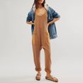 thumbnail image 1 of Pantalones Monos Cuello en V Una pieza Color sólido Bolsillos para mujer Traje diario Ygjytge Caqui T XL para Mujer, 1 of 5