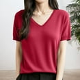 thumbnail image 2 of oqasdz Women Sweaters Short Sleeve Crew Neck Summer Fall Lightweight Sweaters Tunic Tops Business Blouses Fashion Casual Versatile, 2 of 5