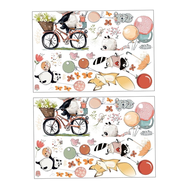 2 Piezas Murales de Pared Pegatinas de Dibujos Animados Decoración Letras Extraíbles DIY Animales Fondo Decorativo Creativo Niñas Dormitorio Regalo
