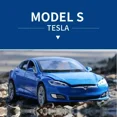 thumbnail image 3 of Diecast 1:32 Tesla Model S Alloy Car Model Metal Toy Vehicles for Children Sound Light Collection Mini Car Toy Kid Love toys Red, 3 of 6