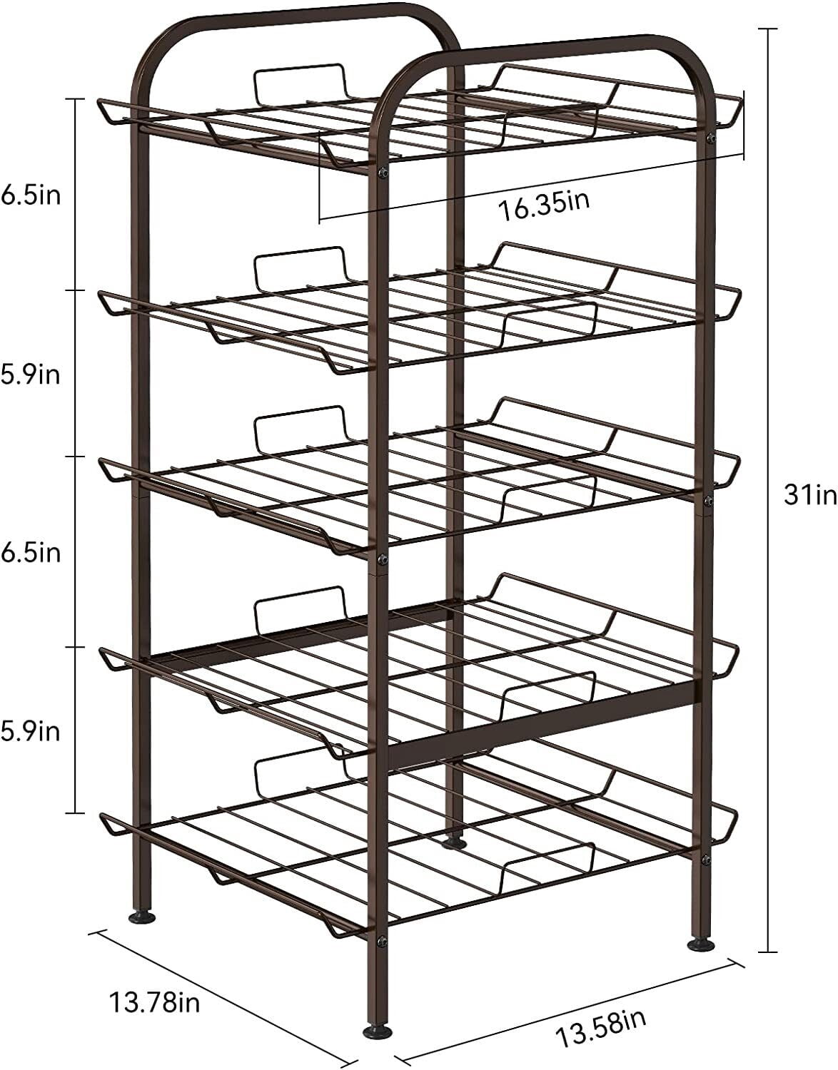Smusei Stackable 5-Tier Storage Organizer Rack, Bronze